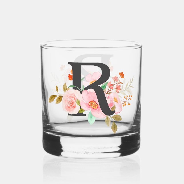 Letter R Whiskey Glass (Front)
