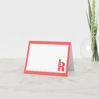 Letter R with Owl Blank Note Card
