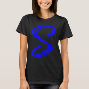 Letter S Alphabet Large Blue Graphic Initial T-Shirt
