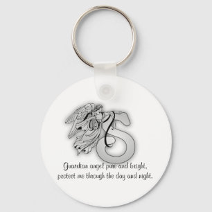 Letter S angel monogram alphabet initial Key Ring