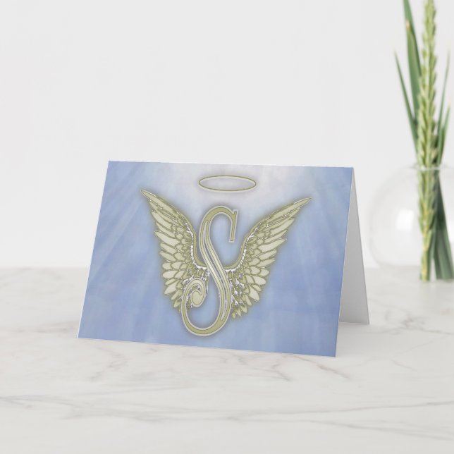 Letter S Angel Monogram Note Card (Front)