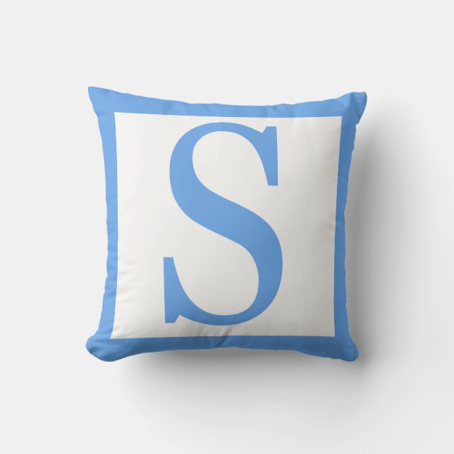 Letter S Baby Blue Border Cushion (Front)