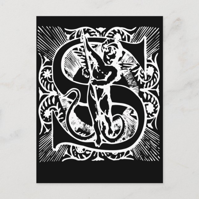 Letter S Black and White Monogram Cards (Front)