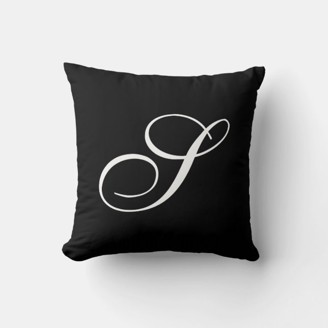 Letter S Black Monogram Pillow (Front)
