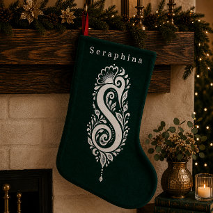 Letter S Botanical Monogram Personalised Stocking