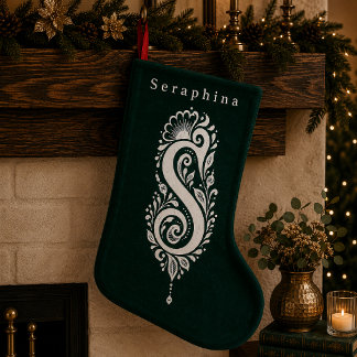 Letter S Botanical Monogram Personalised Stocking