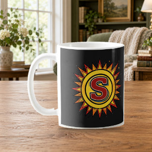 Letter S Comic Sunburst Monogram Initial Mug