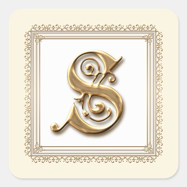 Letter S - Gold & Lace Classic Formal Wedding Seal (Front)