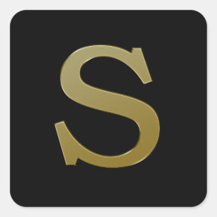 Letter S Gold Square Sticker