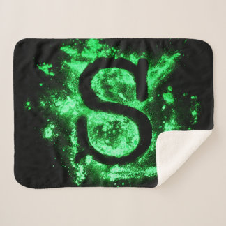 Letter S Green Capital Alphabet Sherpa Blanket