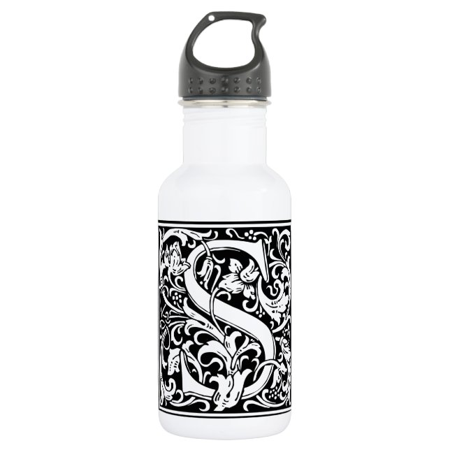 Letter S Mediaeval Monogram Art Nouveau 532 Ml Water Bottle (Front)