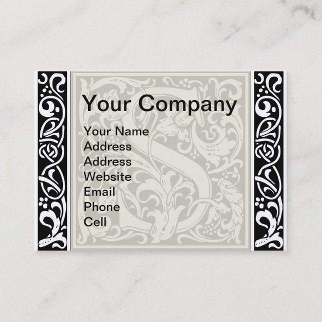 Letter S Mediaeval Monogram Art Nouveau Business Card (Front)