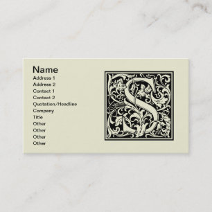 Letter S Mediaeval Monogram Art Nouveau Business Card