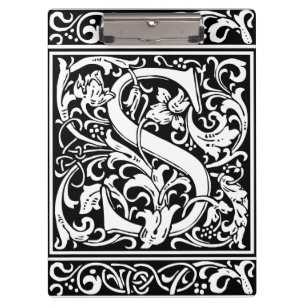 Letter S Mediaeval Monogram Art Nouveau Clipboard