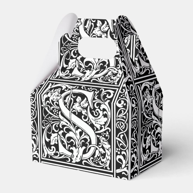 Letter S Mediaeval Monogram Art Nouveau Favour Box (Front Side)