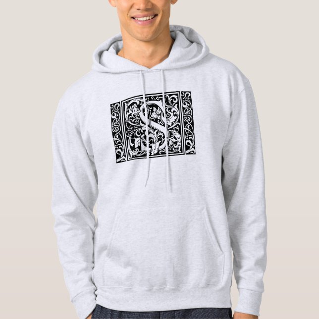 Letter S Mediaeval Monogram Art Nouveau Hoodie (Front)