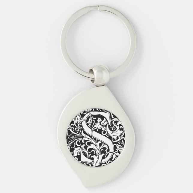 Letter S Mediaeval Monogram Art Nouveau Key Ring (Front)