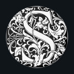 Letter S Mediaeval Monogram Art Nouveau Magnet<br><div class="desc">This initial S is part of a complete series of upper case William Morris inspired typography initials. The black and white lettering is highly decorative, styled after the fancy typography of the middle ages. Cute and trendy, this is a vintage chic monogram S - letter S- swirly S . Customise...</div>