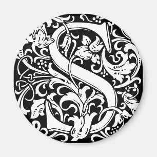 Letter S Mediaeval Monogram Art Nouveau Magnet