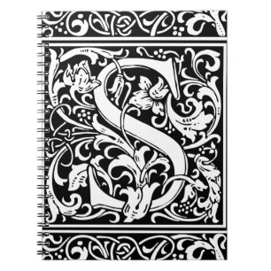 Letter S Mediaeval Monogram Art Nouveau Notebook
