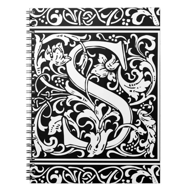 Letter S Mediaeval Monogram Art Nouveau Notebook (Front)