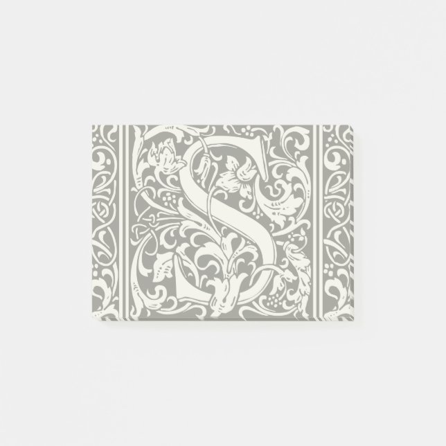 Letter S Mediaeval Monogram Art Nouveau Post-it Notes (Front)