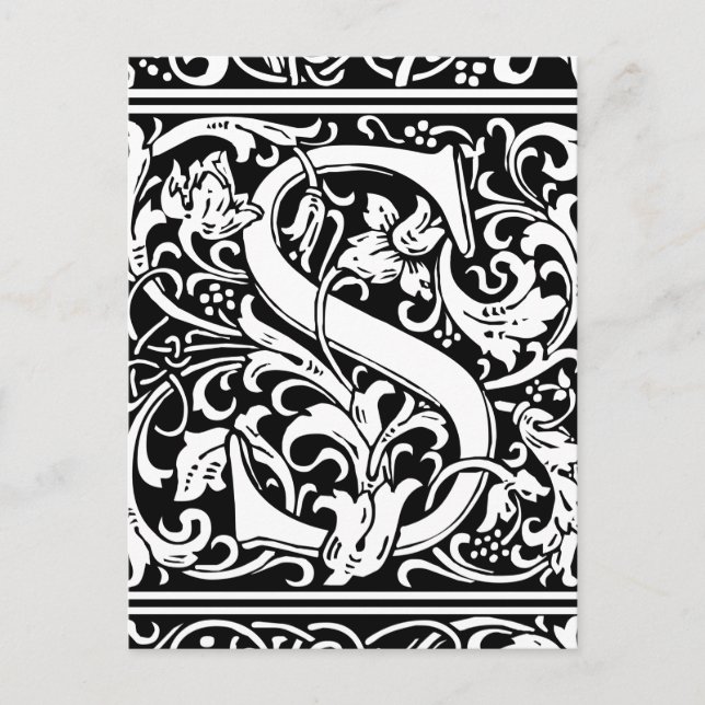 Letter S Mediaeval Monogram Art Nouveau Postcard (Front)