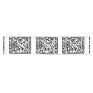 Letter S Mediaeval Monogram Art Nouveau Short Table Runner