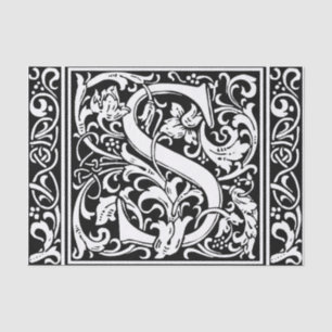 Letter S Mediaeval Monogram Art Nouveau Tissue Paper