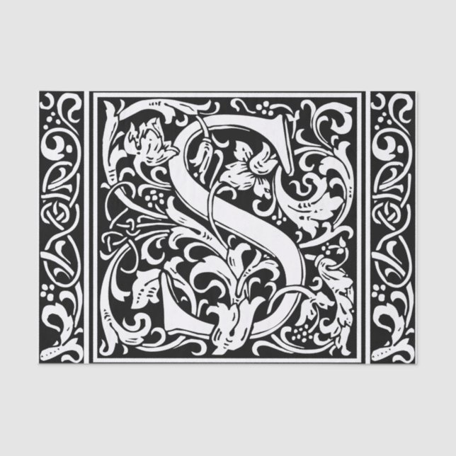 Letter S Mediaeval Monogram Art Nouveau Tissue Paper (Front)