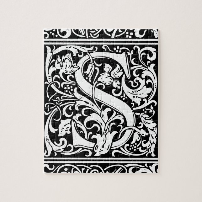 Letter S Medieval Monogram Art Nouveau Jigsaw Puzzle (Vertical)