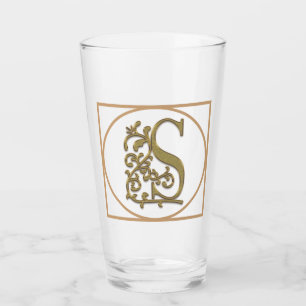 LETTER S MONOGRAM Beautiful Wedding New Home Gift Glass