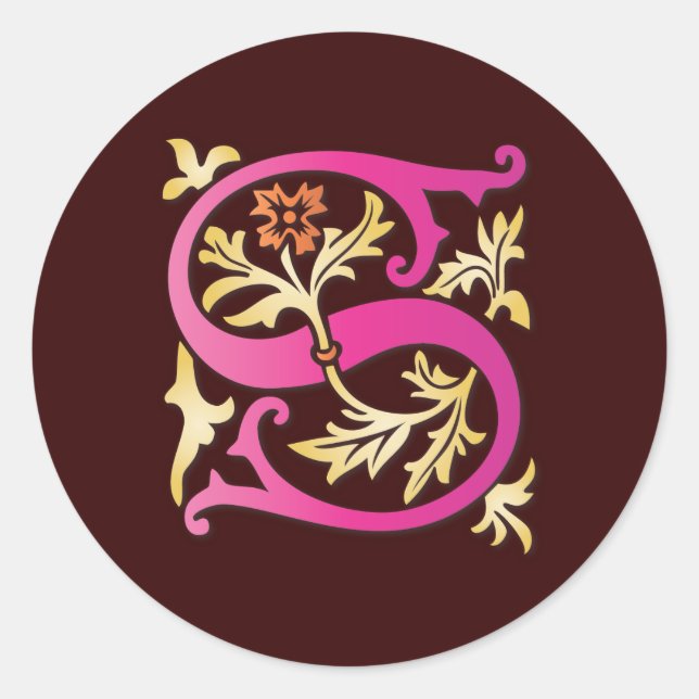 Letter S Monogram Classic Round Sticker (Front)