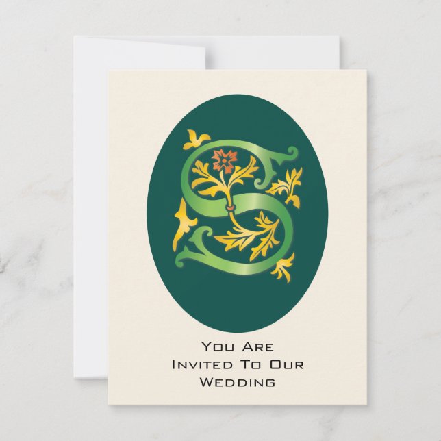 Letter S Monogram Fleur de lis Invitation (Front)