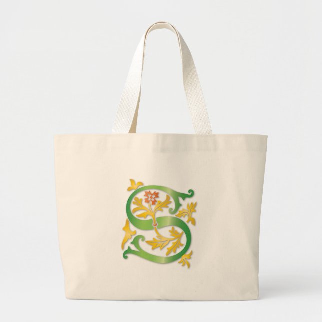 Letter S Monogram Fleur de lis Large Tote Bag (Front)