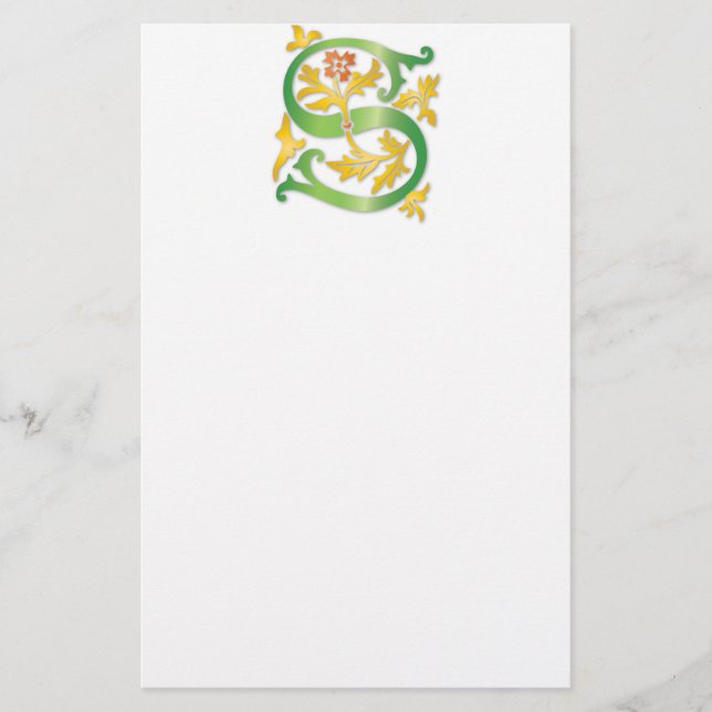 Letter S Monogram Fleur de lis Stationery (Front)