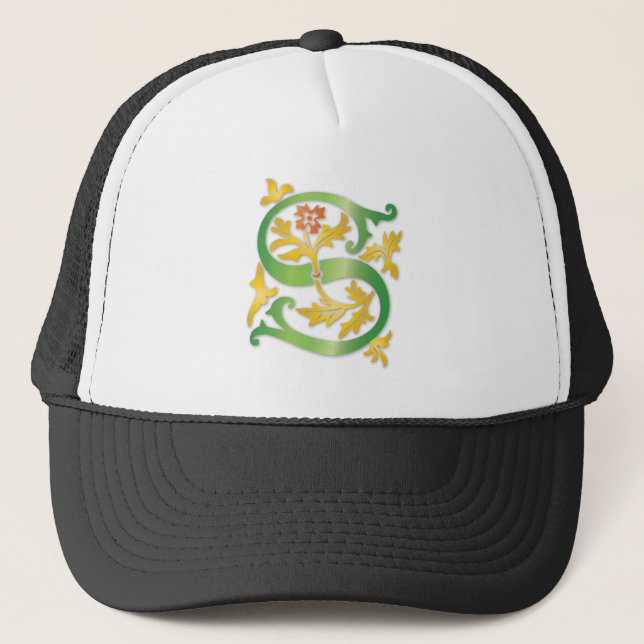 Letter S Monogram Fleur de lis Trucker Hat (Front)