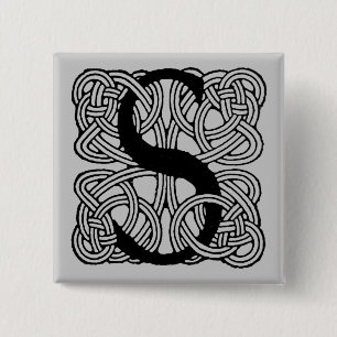 Letter S Monogram Vintage Celtic Knot Print 15 Cm Square Badge