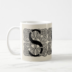 Letter S Monogram Vintage Celtic Knot Print Coffee Mug