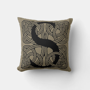 Letter S Monogram Vintage Celtic Knot Print Cushion