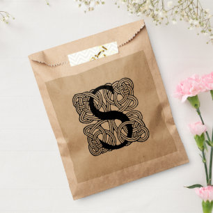 Letter S Monogram Vintage Celtic Knot Print Favour Bag