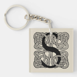 Letter S Monogram Vintage Celtic Knot Print Key Ring