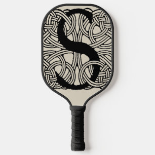 Letter S Monogram Vintage Celtic Knot Print Pickleball Paddle