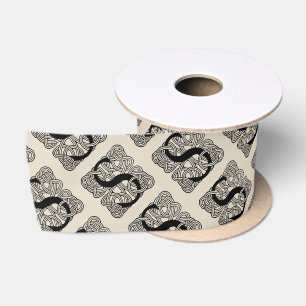 Letter S Monogram Vintage Celtic Knot Print Satin Ribbon
