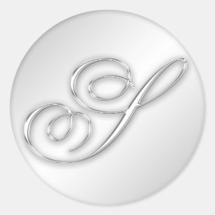 Letter S script initial faux silver monogram favou Classic Round Sticker