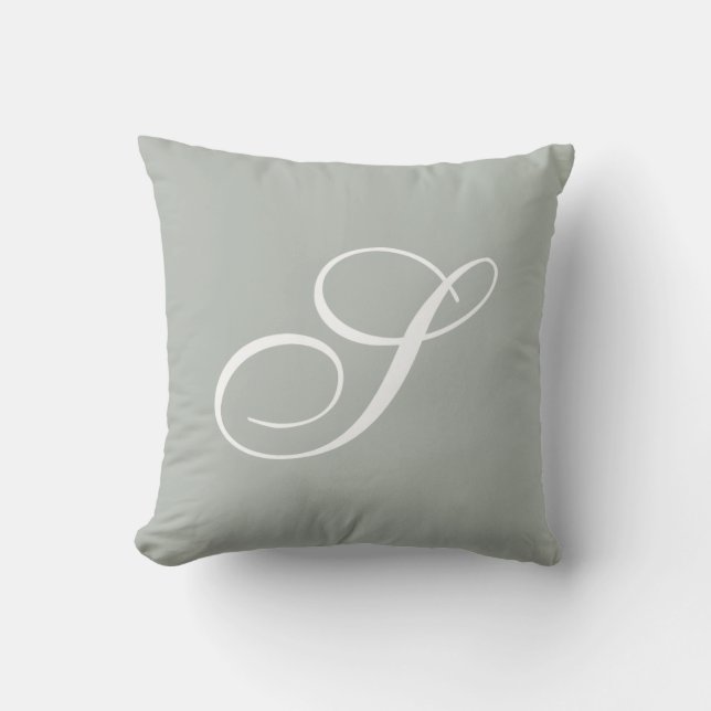 Letter S Silver Grey Monogram Pillow (Front)