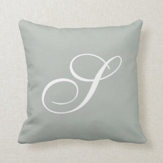 Letter S Silver Grey Monogram Pillow