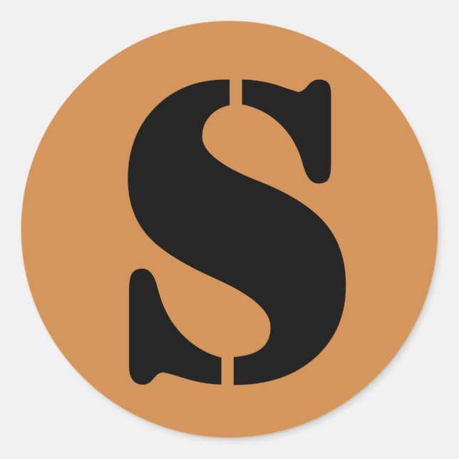 Letter S Stencil Alphabet by Janz Peru Gold Classic Round Sticker (Front)