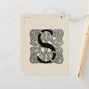 Letter S Vintage Celtic Knot Monogram Postcard