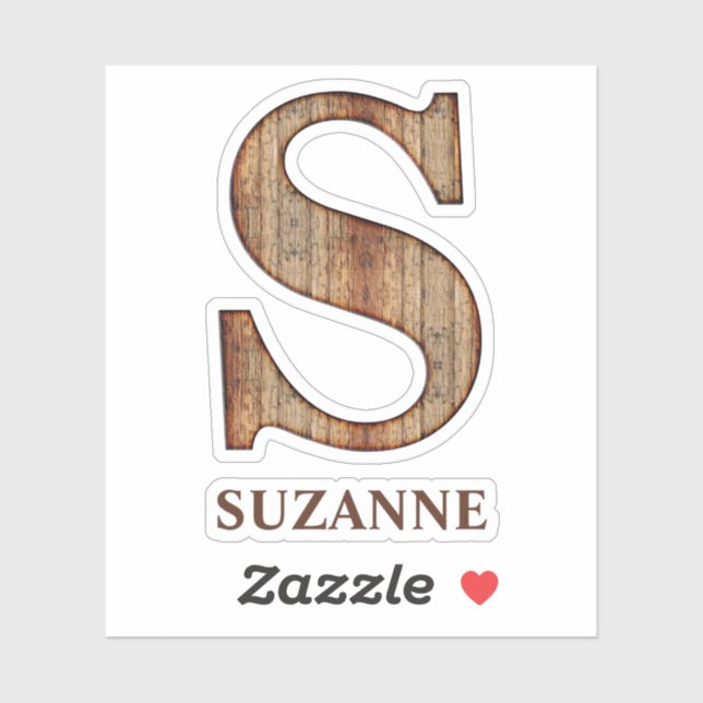 Letter S wood texture with custom name Sticker (Sheet)